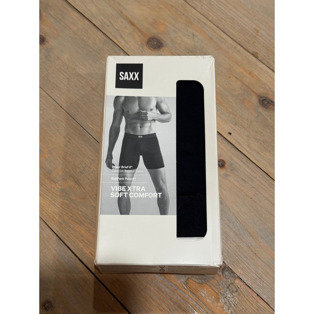 SAXX Vibe Boxer Brief 6in Black BallPark Pouch Mens Medium SXVX24F-BLK